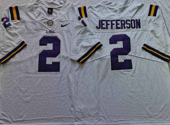 Men LSU Tigers #2 Jefferson White Nike 2025 NCAA Jersey